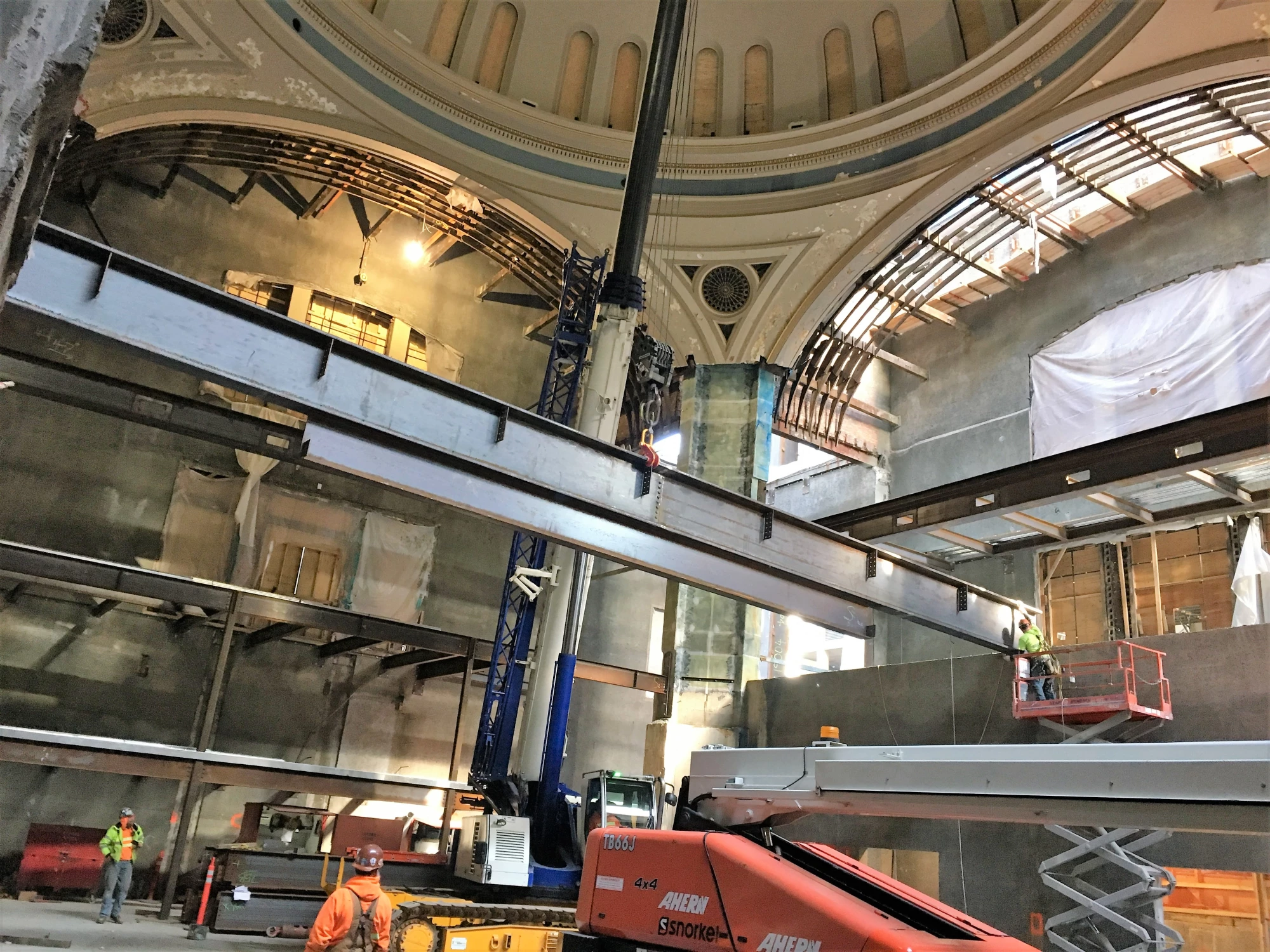 Crane at work in The Sanctuary